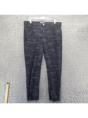 Social Standard Jeans Womens Size 14 Black Camo Ankle Skinny Stretch Denim